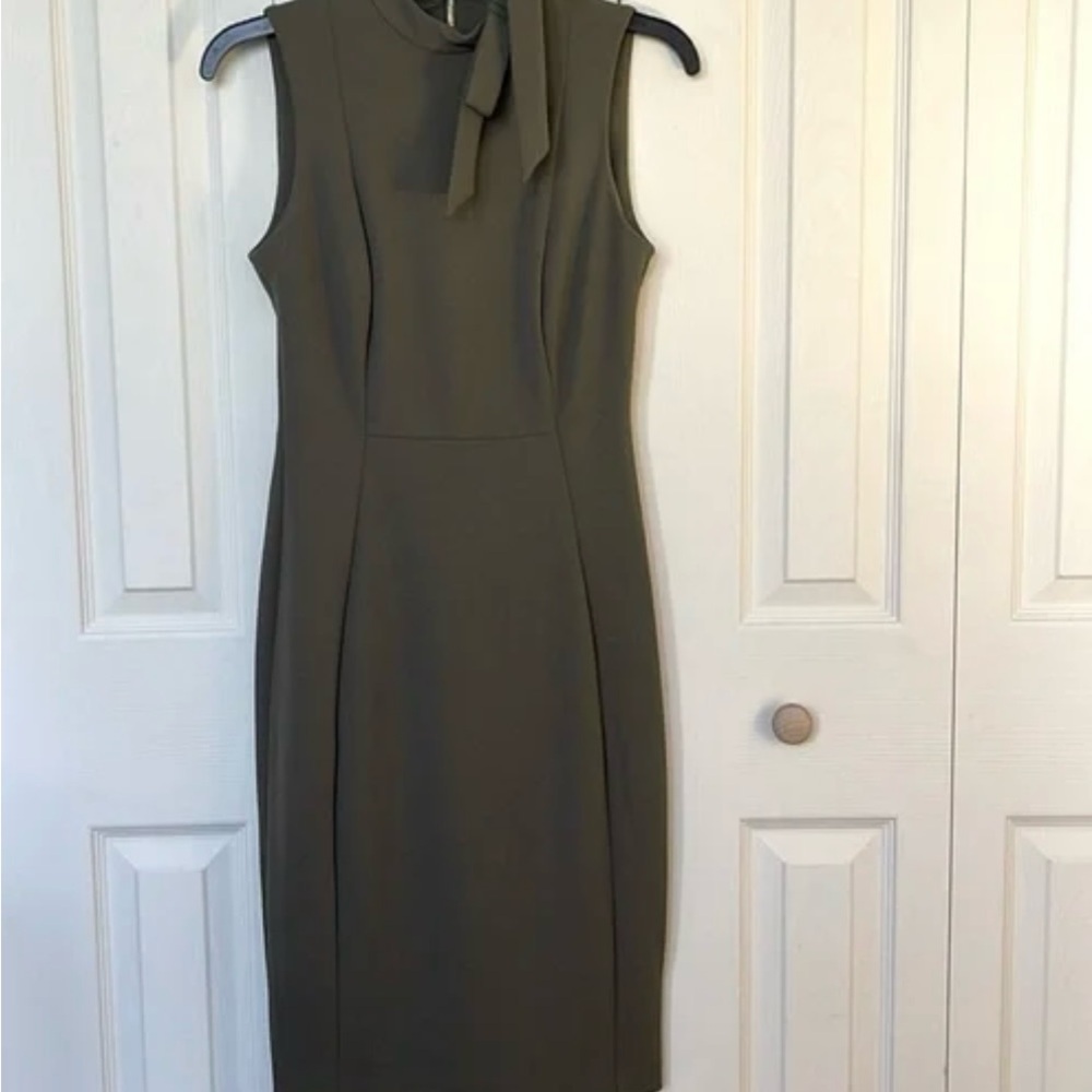Calvin Klein Olive Sleeveless Midi Dress- new without tags